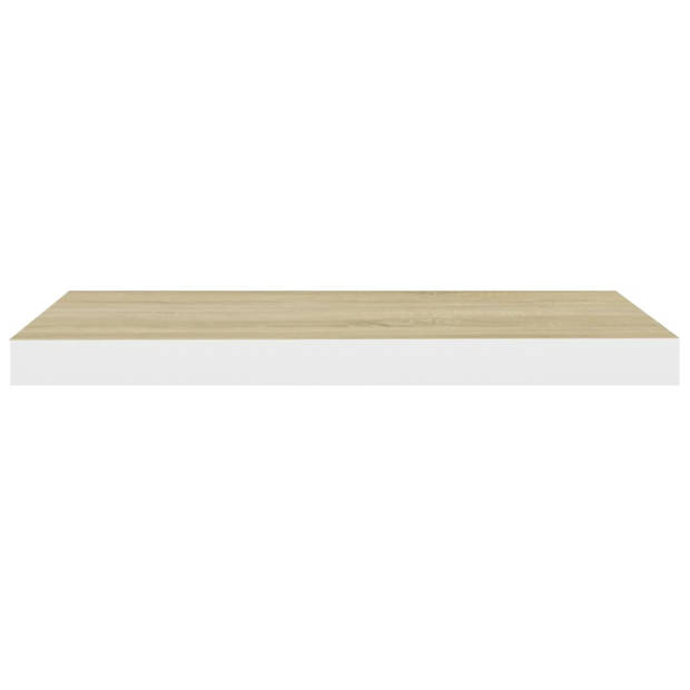 vidaXL Wandschap zwevend 60x23,5x3,8 cm MDF eikenkleurig en wit