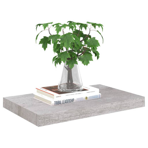 The Living Store Wandschap - Betongrijs - 50 x 23 x 3.8 cm (L x B x H) - Honingraat MDF en metaal