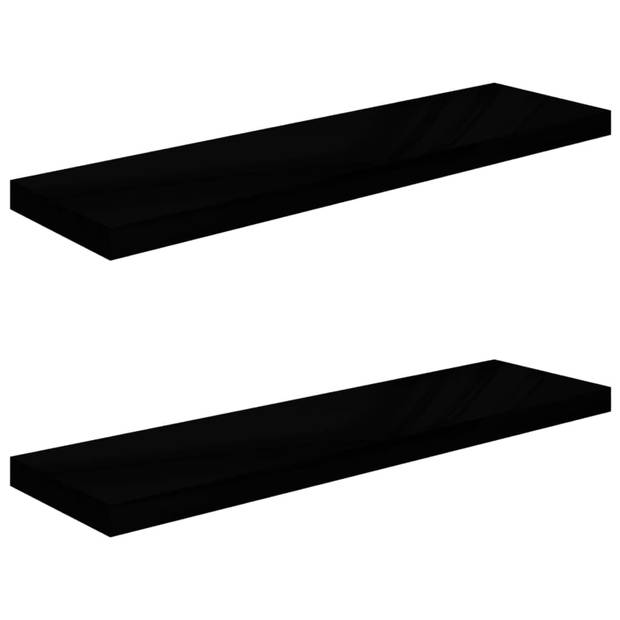 vidaXL Wandschappen zwevend 2 st 90x23,5x3,8 cm MDF hoogglans zwart