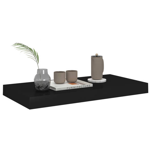 The Living Store Wandplankenset - Zwart - 50 x 23 x 3.8 cm - Honingraat MDF en Metaal