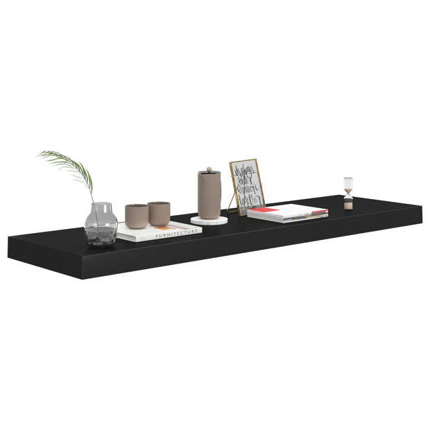 The Living Store Wandplanken - Trendy set van 4 - Honingraat MDF en metaal - 90 x 23.5 x 3.8 cm - Zwart