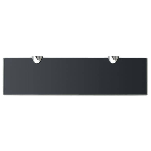The Living Store Zwevende plank Glas 40 x 10 cm - Zwart - Gehard veiligheidsglas - Zinklegering - 10 kg