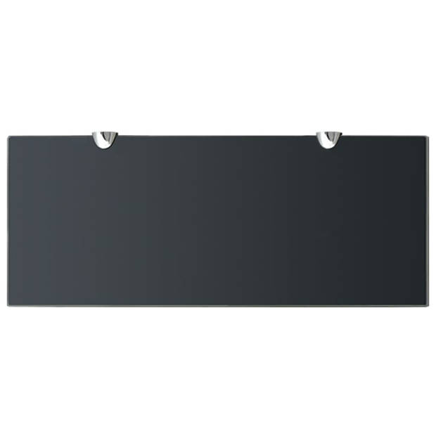 The Living Store Zwevende Plank - Glas - 50 x 20 cm - 8 mm dik - Zwart