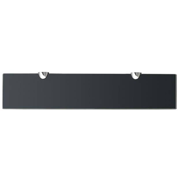 The Living Store Zwevende Plank - Glas - 50 x 10 cm - Zwart