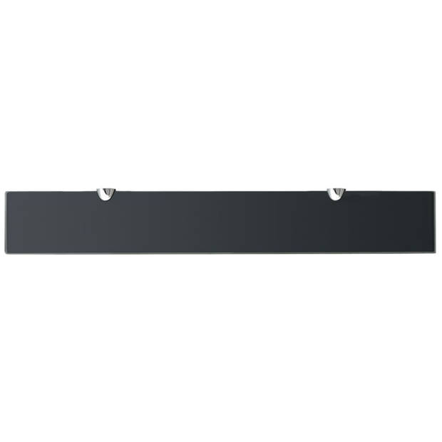 The Living Store Zwevende glazen plank - 70 x 10 cm - zwart gehard veiligheidsglas - draagvermogen 10 kg