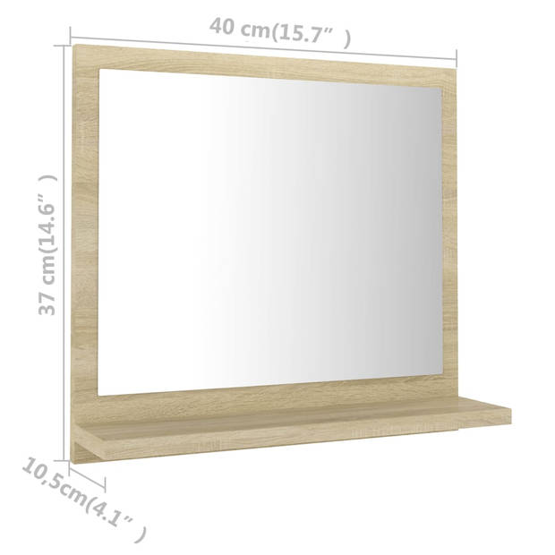 The Living Store Wandspiegel Sonoma Eiken - 40 x 10.5 x 37 cm - Stijlvol en Functioneel