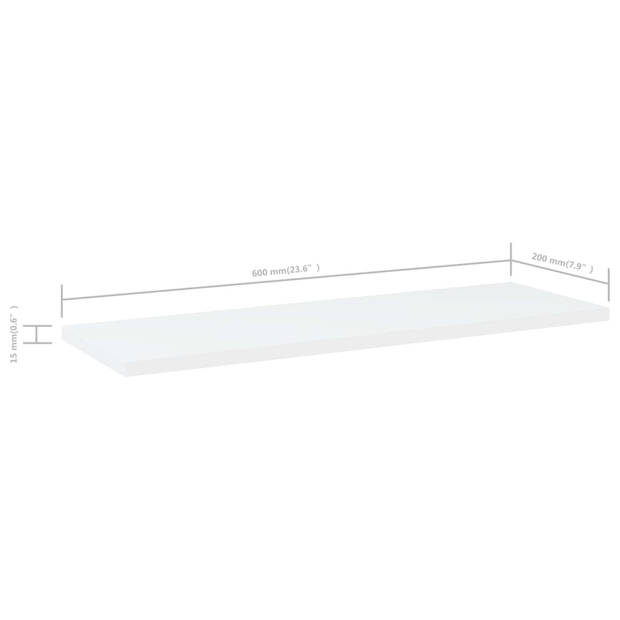 vidaXL Wandschappen 4 st 60x20x1,5 cm bewerkt hout wit