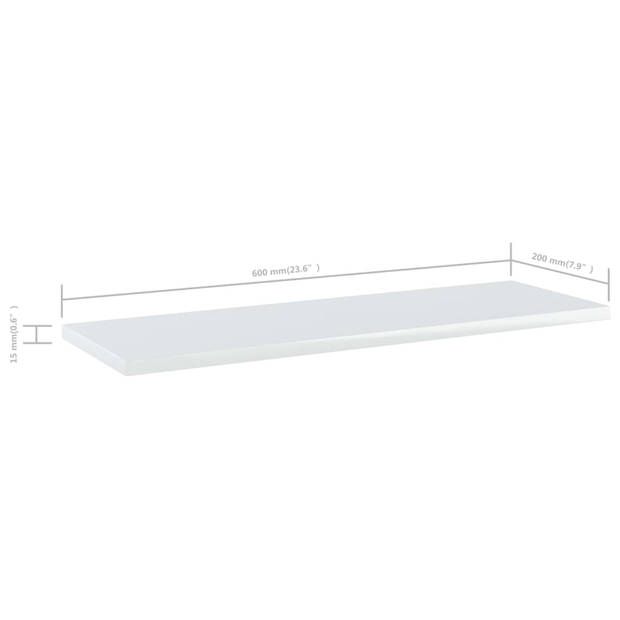 vidaXL Wandschappen 4 st 60x20x1,5 cm bewerkt hout hoogglans wit