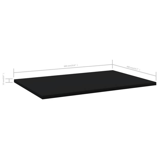 vidaXL Wandschappen 4 st 60x40x1,5 cm spaanplaat zwart