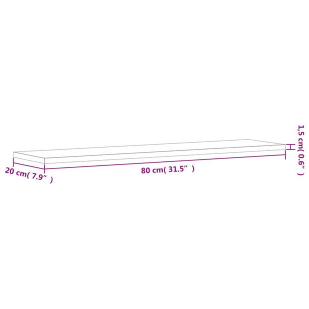 vidaXL Wandschappen 4 st 80x20x1,5 cm bewerkt hout grijs sonoma eiken