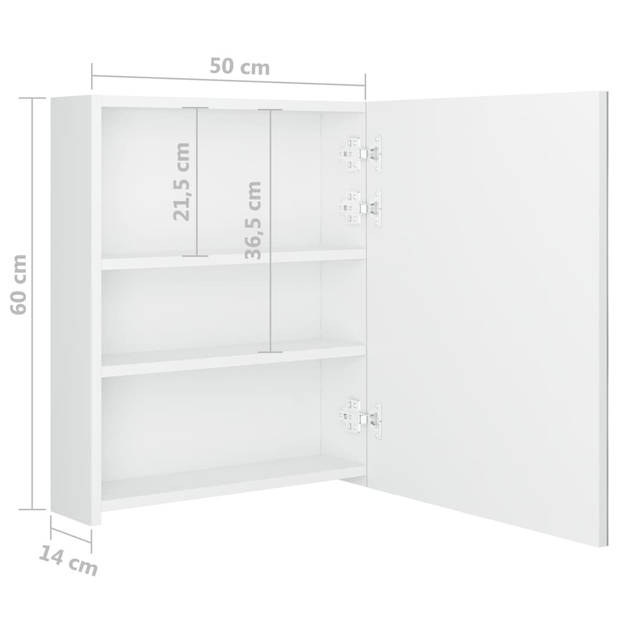 vidaXL Badkamerkast met spiegel en LED 50x14x60 cm glanzend wit