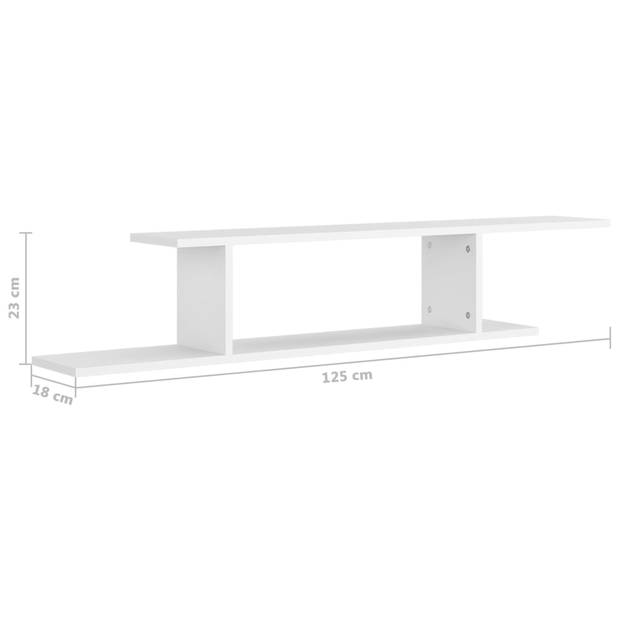 vidaXL Tv-wandschap 125x18x23 cm bewerkt hout wit