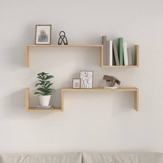 The Living Store Wandplank Sonoma Eiken - 100 x 15 x 20 cm - Stevig en Eenvoudig te Installeren