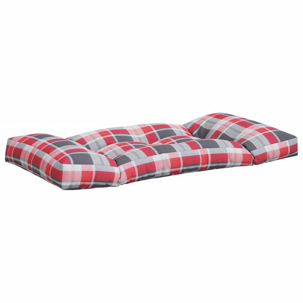 The Living Store Palletkussen - Polyester - 110 x 58 x 10 cm - Rood ruitpatroon