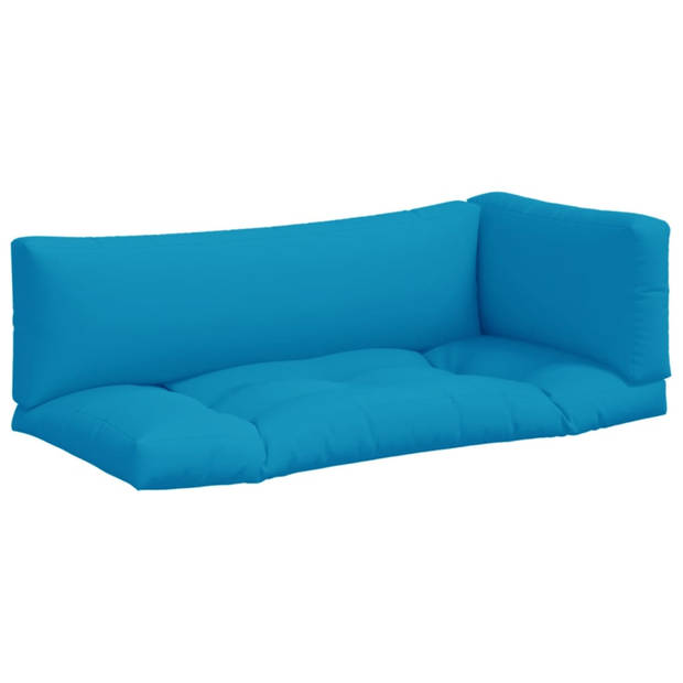 vidaXL Palletkussens 3 st stof blauw