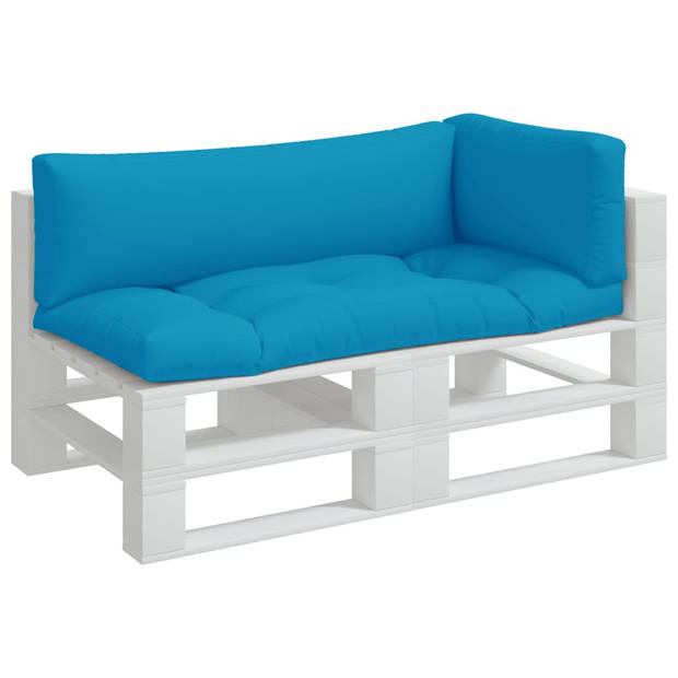 vidaXL Palletkussens 3 st stof blauw