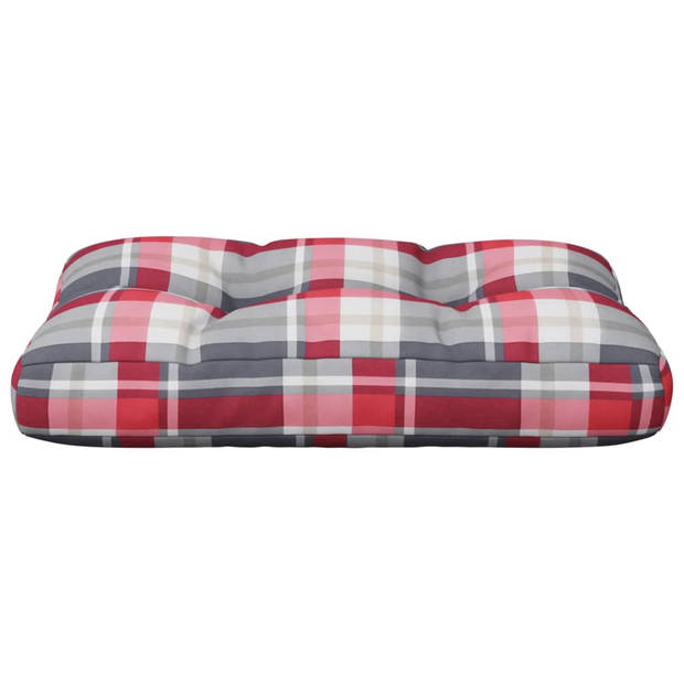 The Living Store Palletkussen - Polyester - 50 x 40 x 12 cm - Rood ruitpatroon