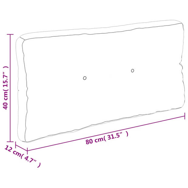 The Living Store Palletkussen - Polyester - 80 x 40 x 12 cm - Waterafstotend