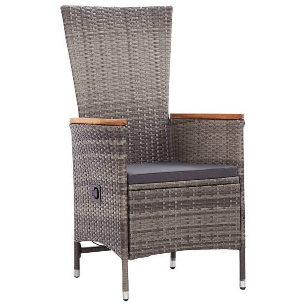 The Living Store Tuinset - Acacia - Eettafel (150-200x100x74cm) - Verstelbare stoelen - Grijs