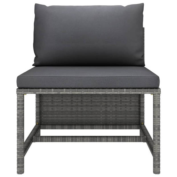 vidaXL 5-delige Loungeset met kussens poly rattan grijs