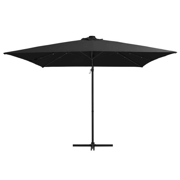 vidaXL Zweefparasol met LED en stalen paal 250x250 cm zwart