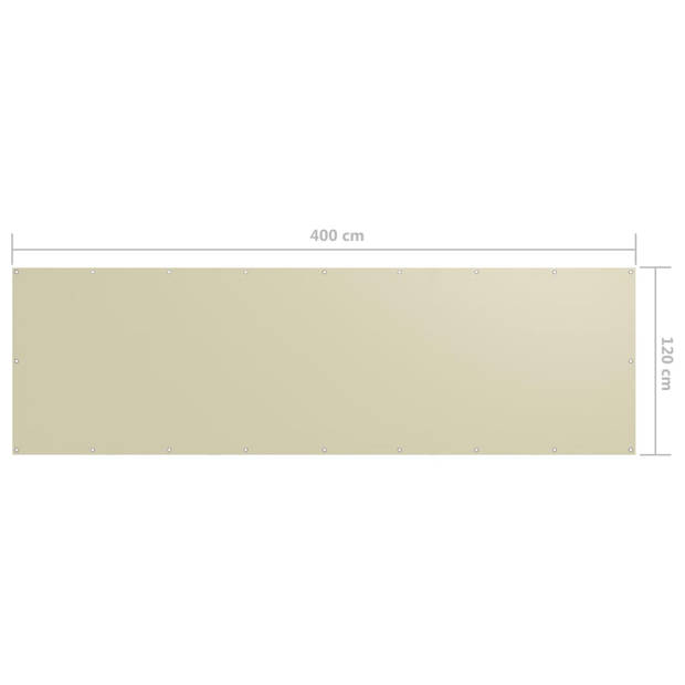 vidaXL Balkonscherm 120x400 cm oxford stof crème