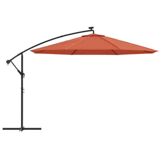 vidaXL Zweefparasol met LED-verlichting 350 cm terracottakleurig