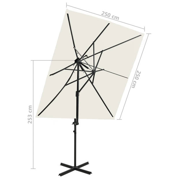 vidaXL Zweefparasol met dubbel dak 250x250 cm zandkleurig