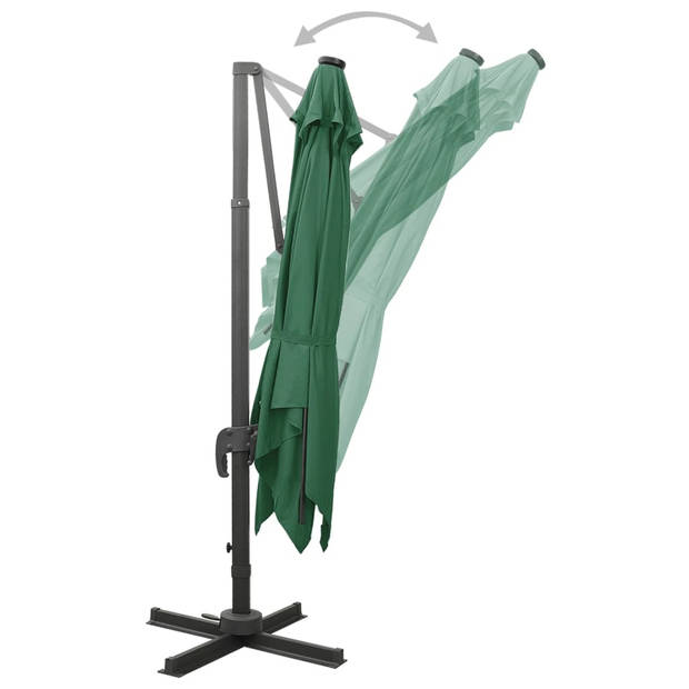 vidaXL Zweefparasol met paal en LED-verlichting 300 cm groen