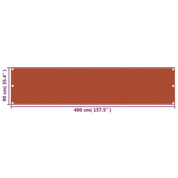 vidaXL Balkonscherm 90x400 cm HDPE oranje