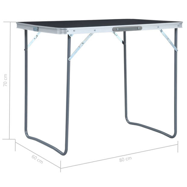 vidaXL Campingtafel inklapbaar met metalen frame 80x60 cm grijs