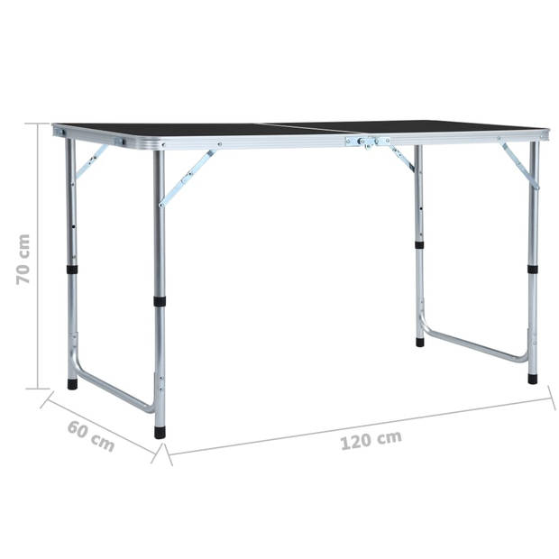 vidaXL Campingtafel inklapbaar 120x60 cm aluminium grijs