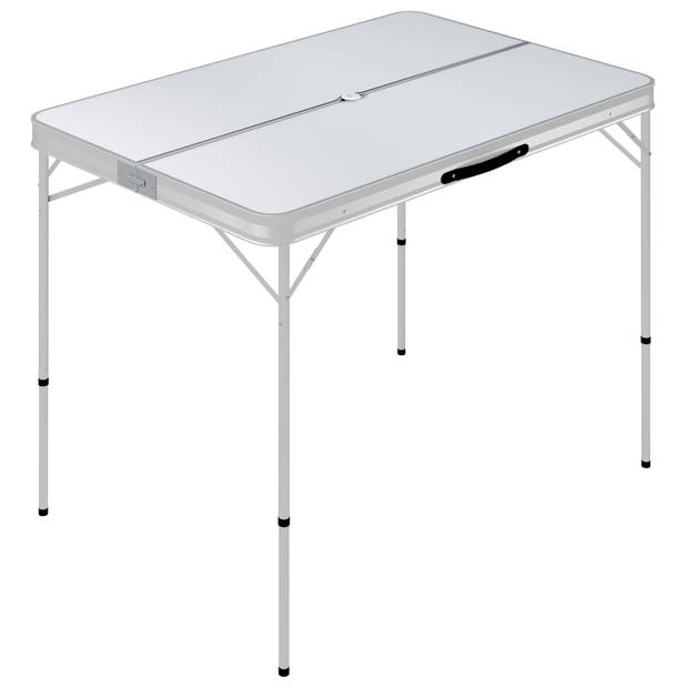 vidaXL Campingtafel inklapbaar met 2 banken aluminium wit