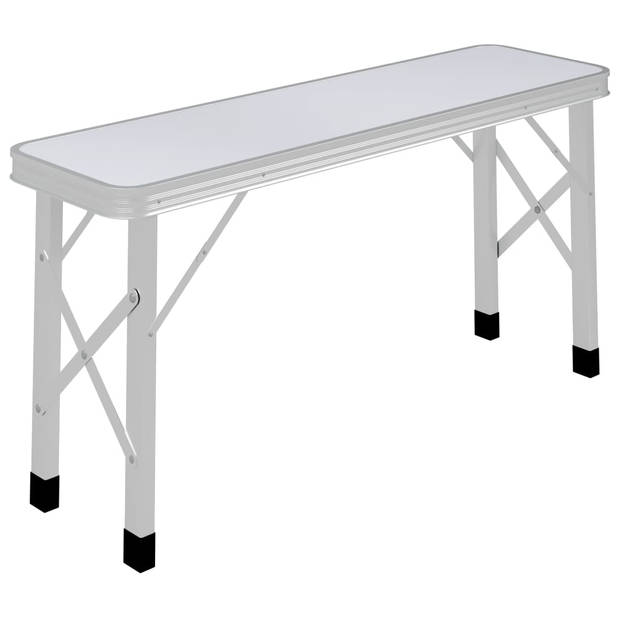 vidaXL Campingtafel inklapbaar met 2 banken aluminium wit