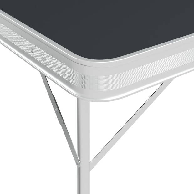 vidaXL Campingtafel inklapbaar met 2 banken aluminium grijs