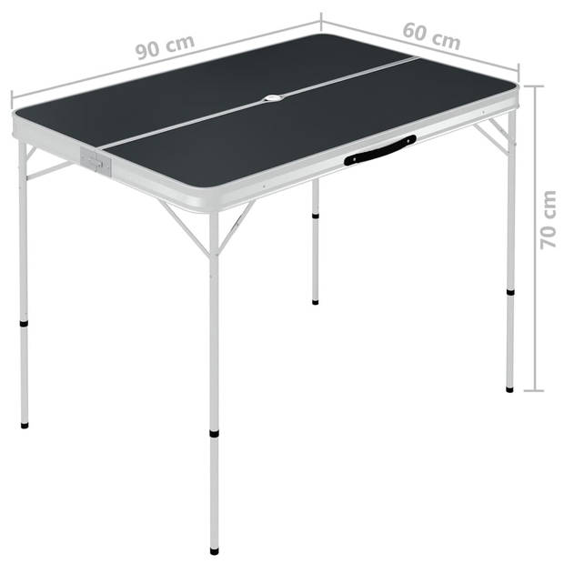 vidaXL Campingtafel inklapbaar met 2 banken aluminium grijs