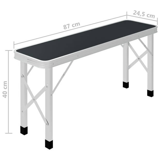 vidaXL Campingtafel inklapbaar met 2 banken aluminium grijs