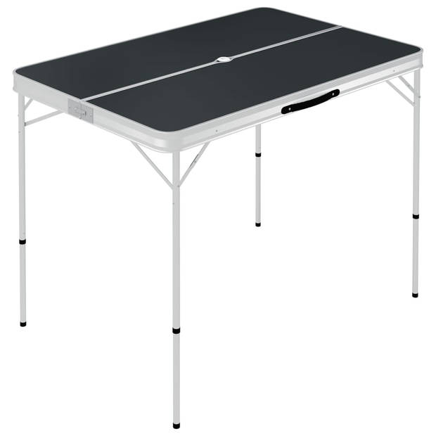 vidaXL Campingtafel inklapbaar met 2 banken aluminium grijs