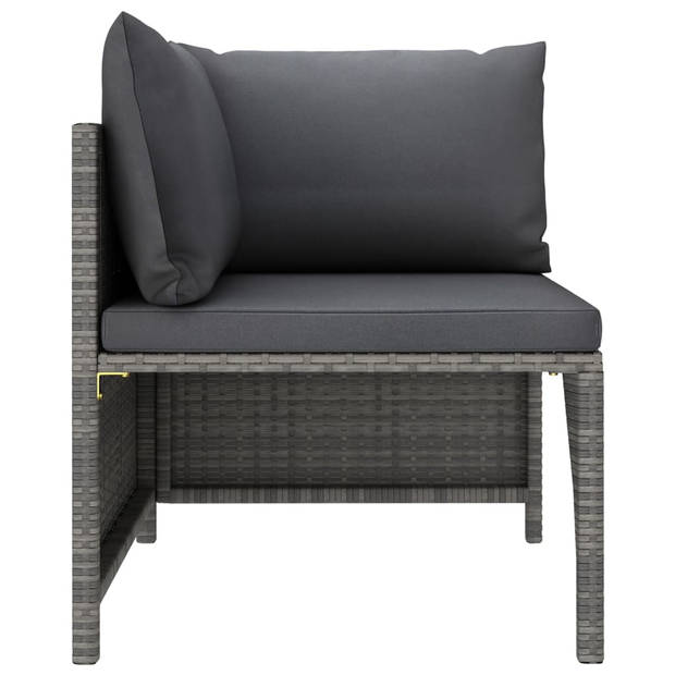 vidaXL 4-delige Loungeset met kussens poly rattan grijs