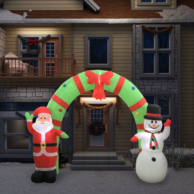 The Living Store Opblaasbare Kerstboog - Kerstman en Sneeuwpop - 300 x 90 x 223 cm - Met 3 LEDs