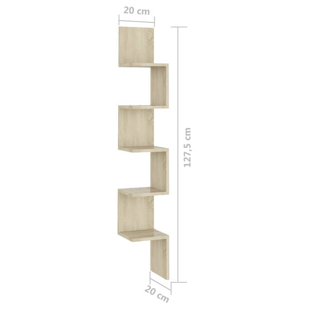 The Living Store Schap - Hangende plank - 20x20x127.5 cm - Sonoma eiken - Montage vereist