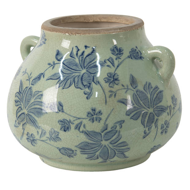 Clayre & Eef Blauwe Decoratie bloempot 17*16*13 cm 6CE1394M