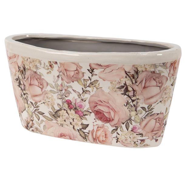 HAES DECO - Bloempot 27x13x14 cm Roze Keramiek Bloemen Bloempot binnen Plantenpot Plant pot