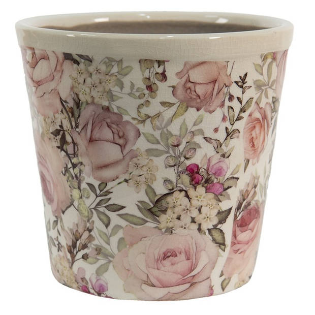 Clayre & Eef Roze Decoratie bloempot Ø 12*11 cm van Keramiek