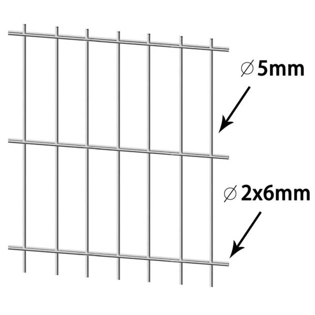 vidaXL Dubbelstaafmat 2,008x0,83 m zilverkleurig