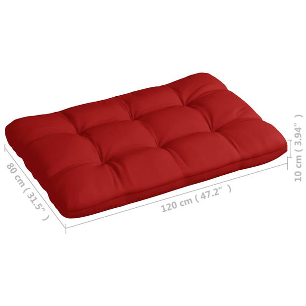 The Living Store Kussenset - Loungebank - Rood - 120 x 80 x 10 cm