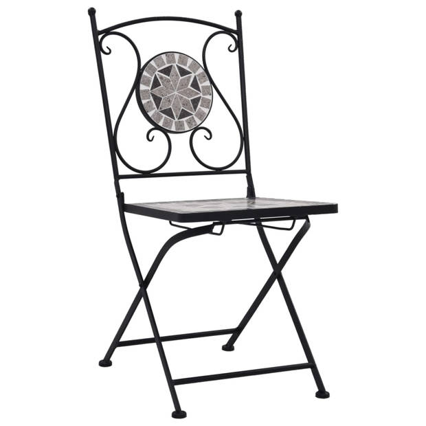 vidaXL Bistrostoelen mozaïek 2 st grijs