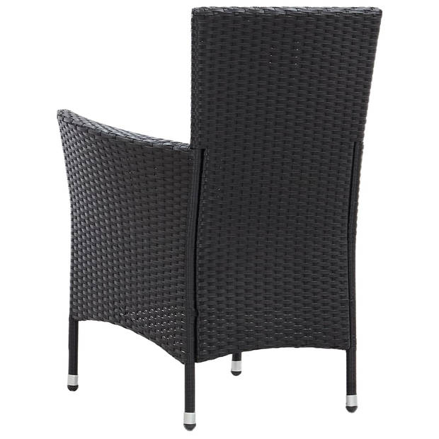 The Living Store Poly Rattan Tuinset - 90 x 90 x 75 cm - Zwart/lichthout