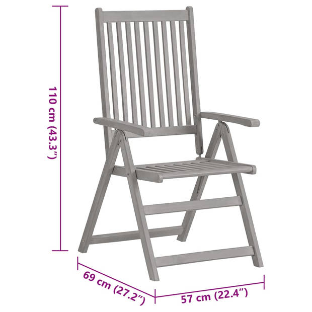 vidaXL Tuinstoelen 2 st verstelbaar met kussens massief acaciahout