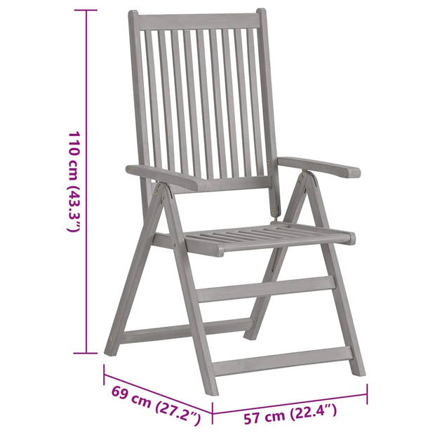 vidaXL Tuinstoelen 4 st verstelbaar met kussens massief acaciahout